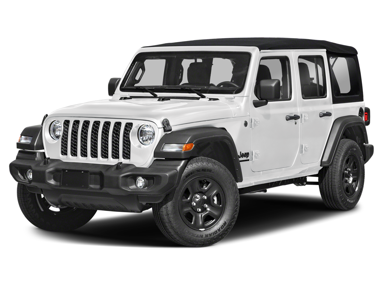 2026 Jeep Wrangler Sport S in Bright White Clear-Coat Exterior Paint — front three-quarter view