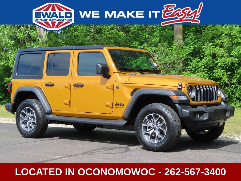 2026 Jeep Wrangler WRANGLER 4-DOOR SPORT S in Goldilocks Exterior Paint — front three-quarter view