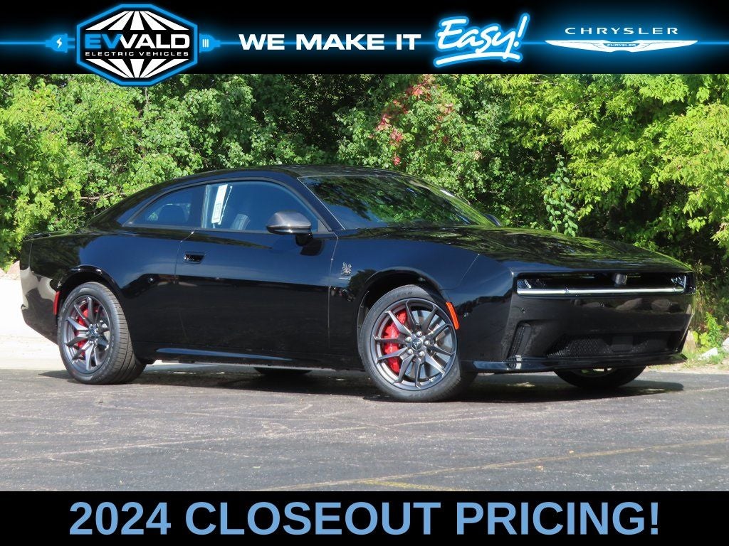 2024 Dodge Charger CHARGER DAYTONA SCAT PACK AWD in Diamond Black Crystal Pearlcoat — front three-quarter view