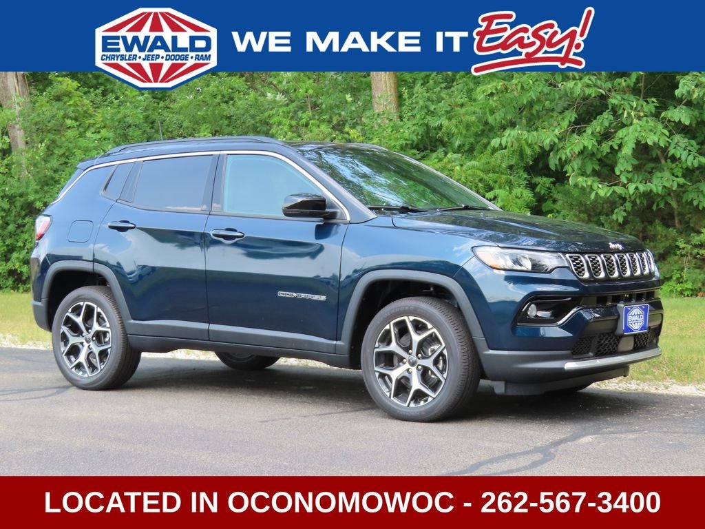 2026 Jeep Compass COMPASS LIMITED 4X4 in Fathom Blue Pearl-Coat Exterior Paint — front three-quarter view