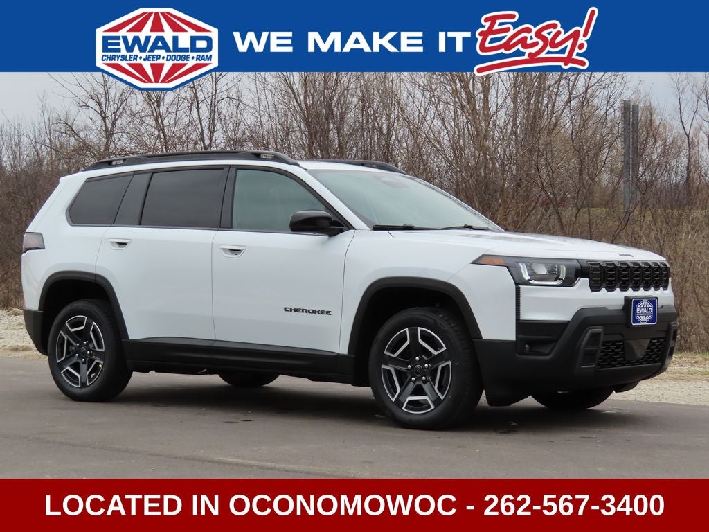 2026 Jeep Cherokee CHEROKEE LIMITED 4X4 in Bright White Clear-Coat Exterior Paint — front three-quarter view