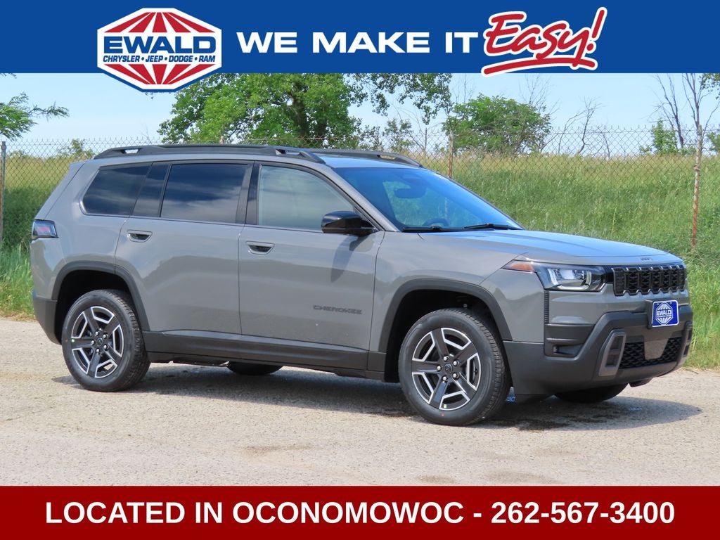 2026 Jeep Cherokee CHEROKEE LIMITED 4X4 in Sting-Gray Clear-Coat Exterior Paint — front three-quarter view