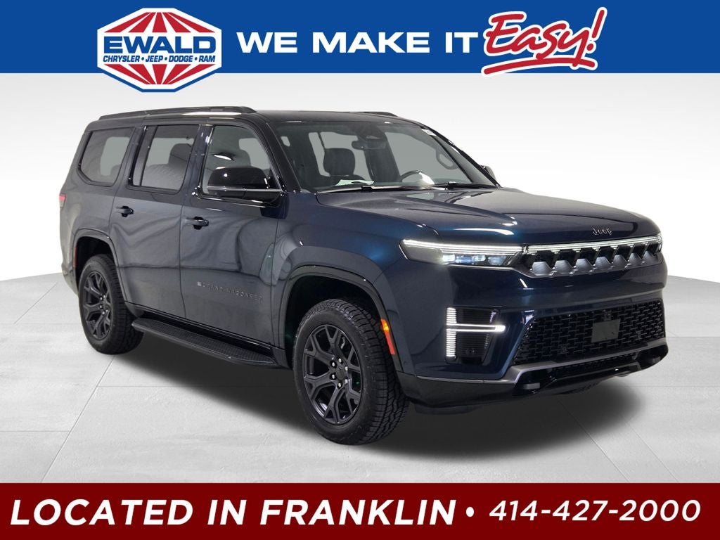 2026 Jeep Grand Wagoneer Upland in Fathom Blue Pearl-Coat Exterior Paint (Late Availability) — front three-quarter view