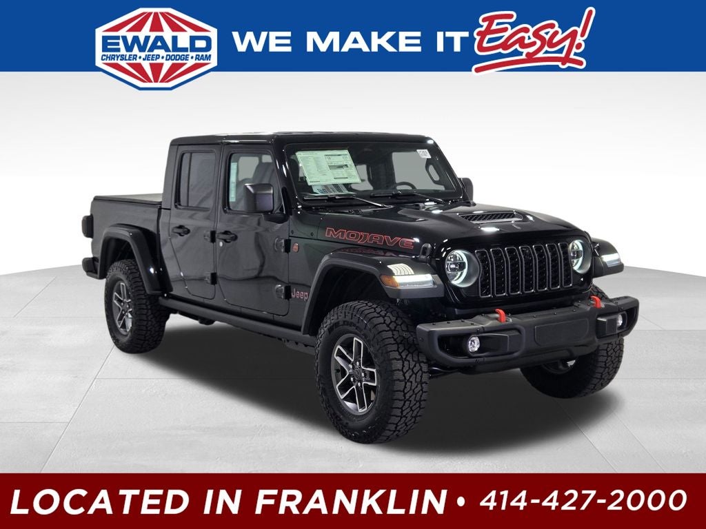 2026 Jeep Gladiator Mojave X in Black Clear-Coat Exterior Paint — front three-quarter view