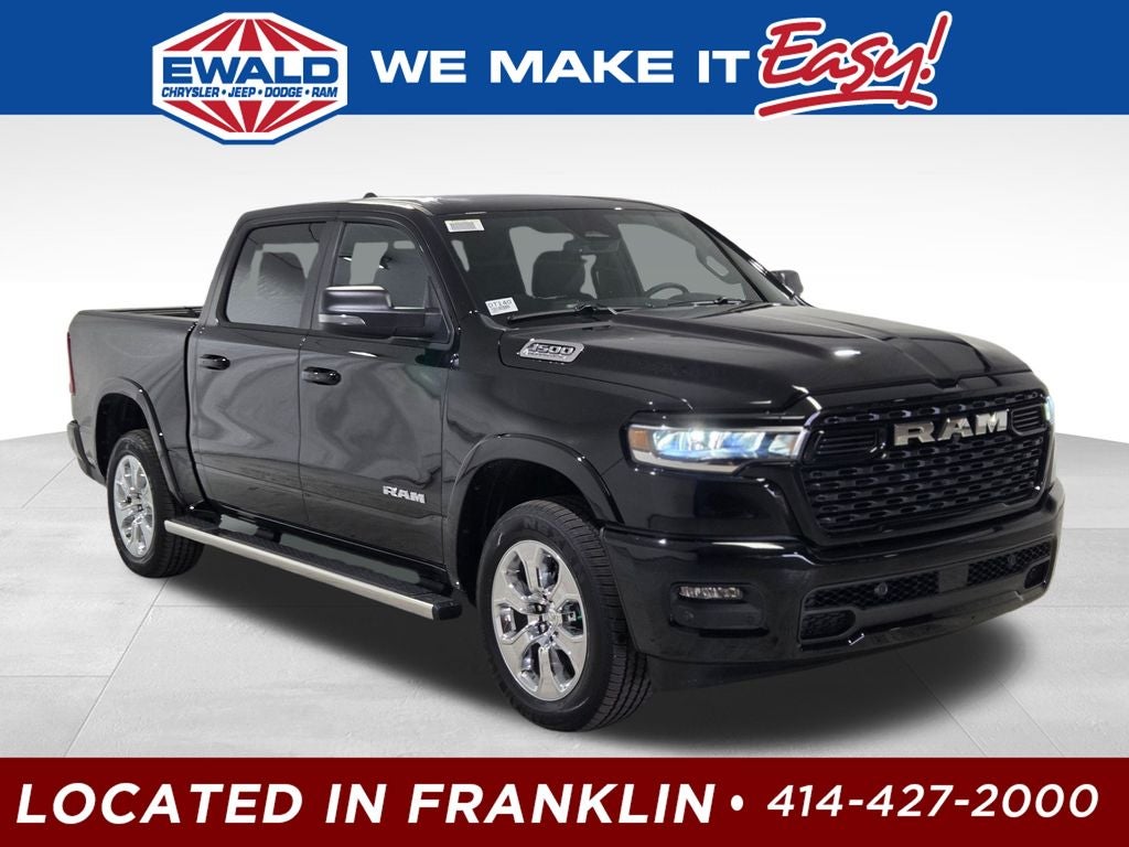 2026 RAM 1500 Big Horn/Lone Star in Diamond Black Crystal Pearl-Coat Exterior Paint — front three-quarter view