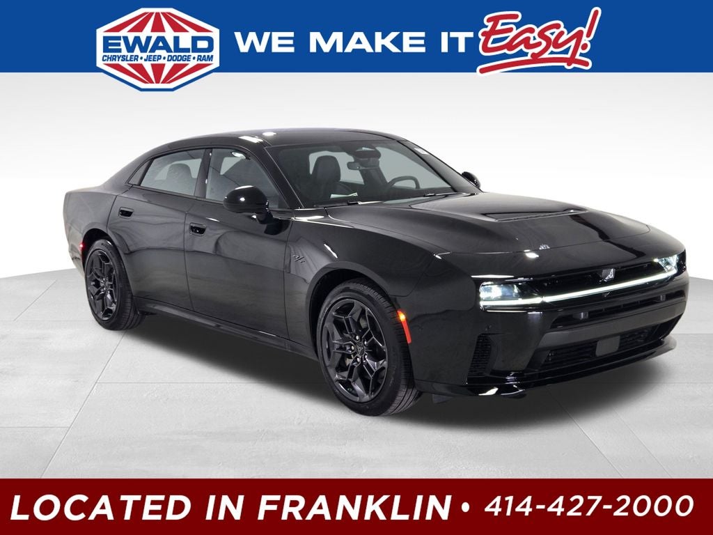 2026 Dodge Charger R/T Plus in Diamond Black Crystal Pearlcoat — front three-quarter view