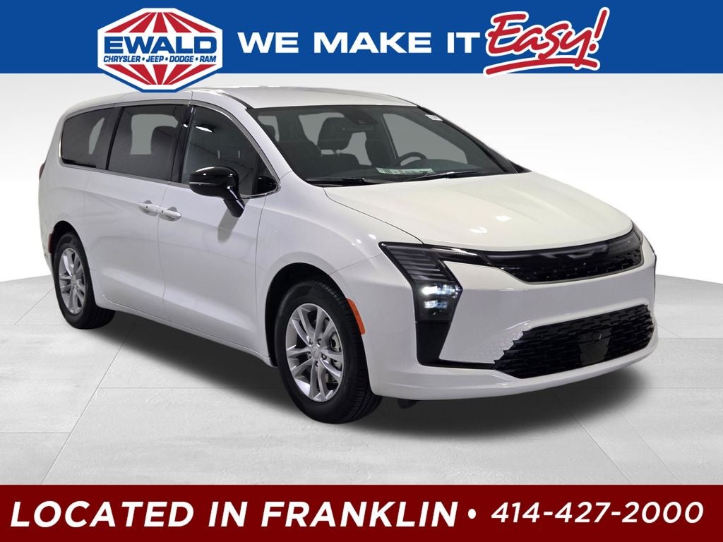 2027 Chrysler Pacifica Select in Bright White Clear-Coat Exterior Paint — front three-quarter view