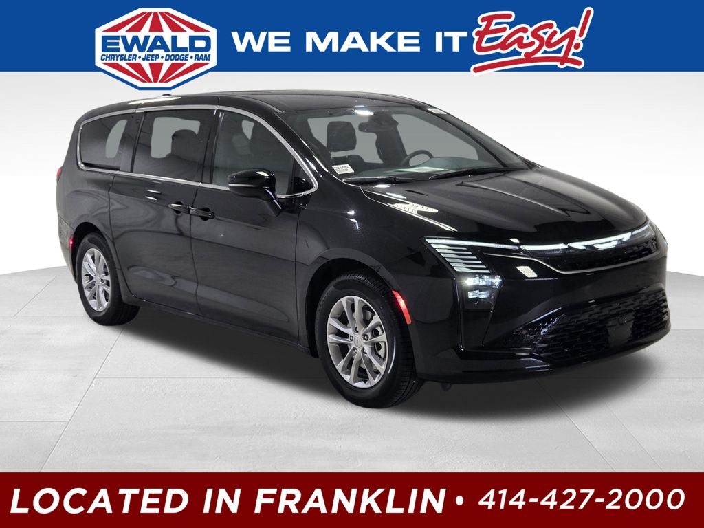 2027 Chrysler Pacifica Select in Diamond Black Crystal Pearl-Coat Exterior Paint — front three-quarter view