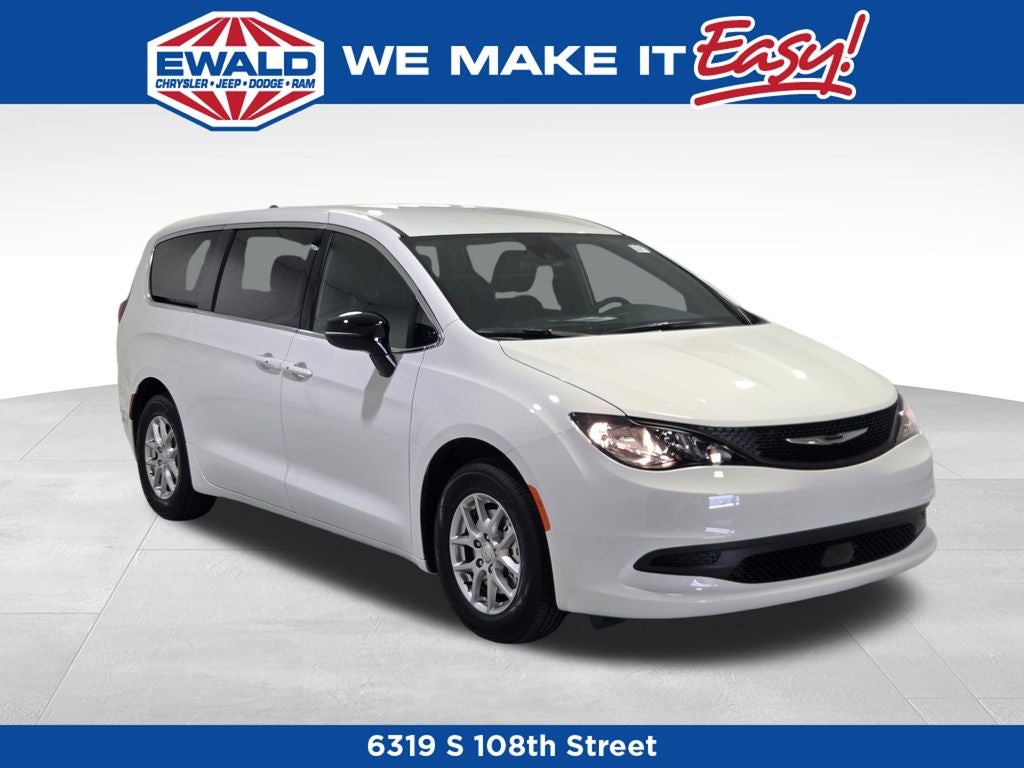 2027 Chrysler Pacifica LX in Bright White Clear-Coat Exterior Paint — front three-quarter view