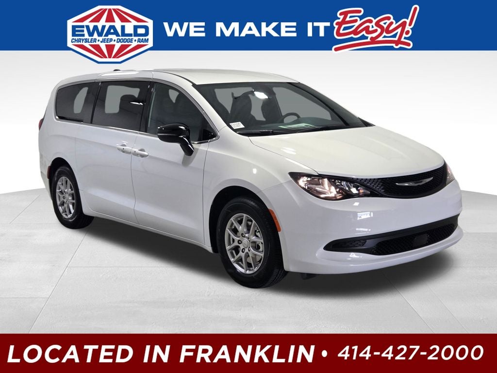 2027 Chrysler Pacifica LX in Bright White Clear-Coat Exterior Paint — front three-quarter view