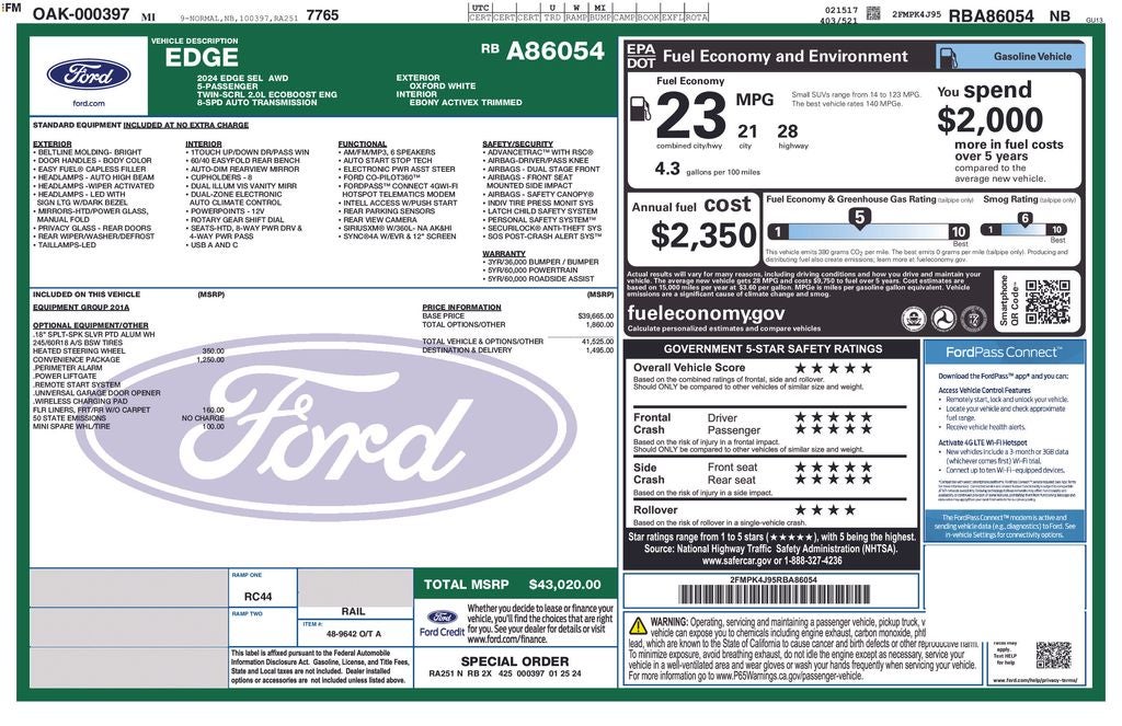 2024 Ford Edge — interior view