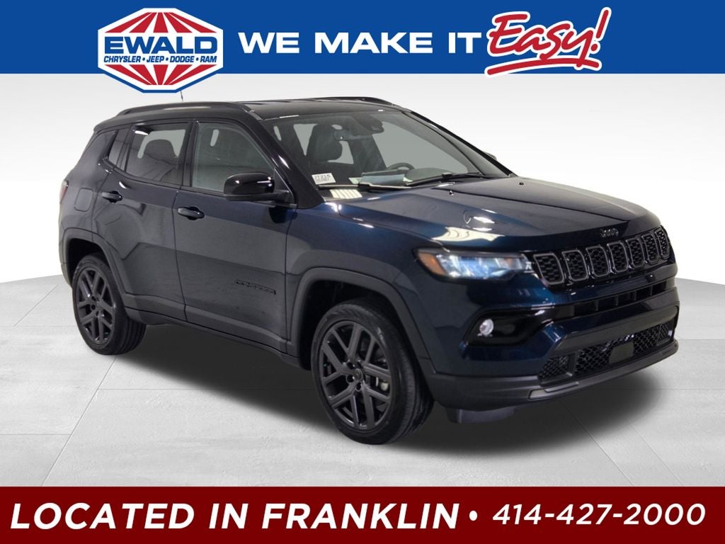 2026 Jeep Compass Limited in Fathom Blue Pearl-Coat Exterior Paint — front three-quarter view