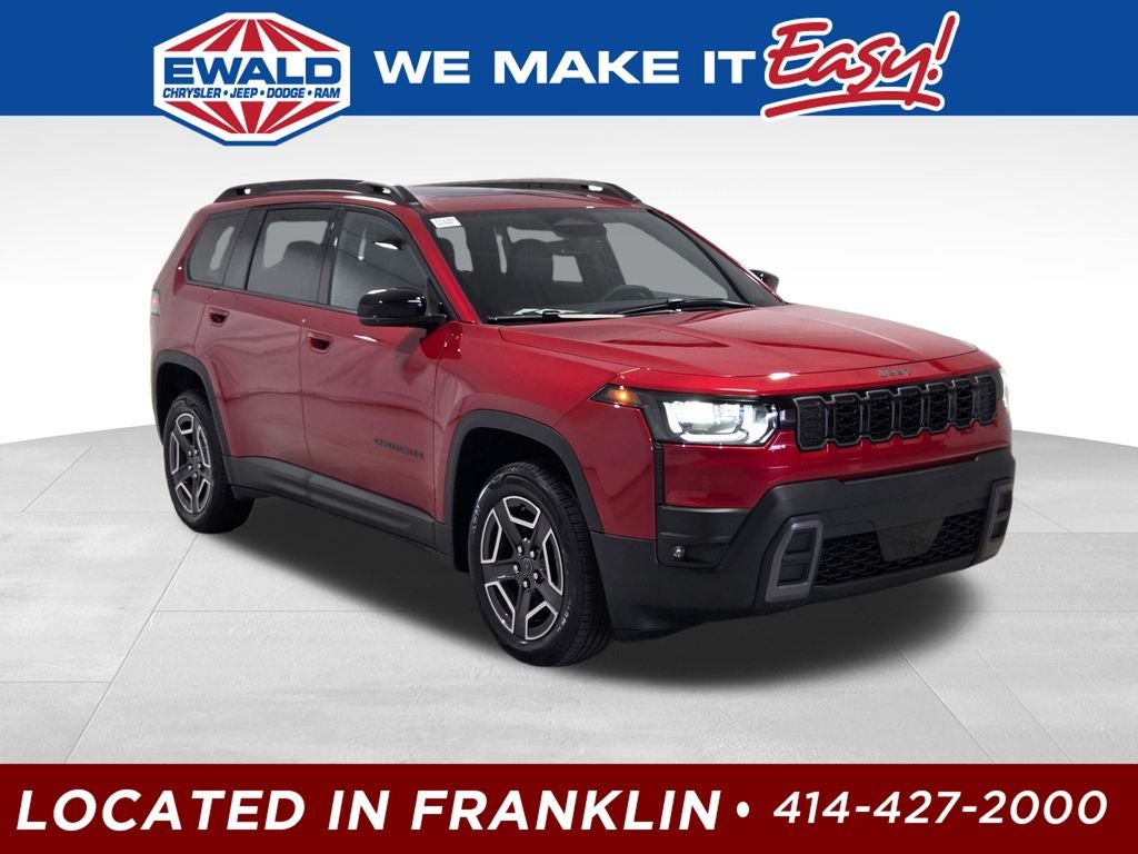2026 Jeep Cherokee Limited in Red Hot Pearl-Coat Exterior Paint — front three-quarter view