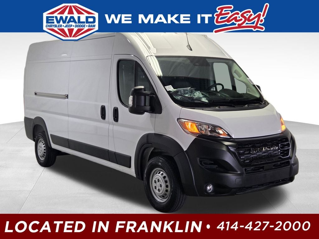 2026 RAM ProMaster 2500 High Roof in Bright White Clear-Coat Exterior Paint — front three-quarter view