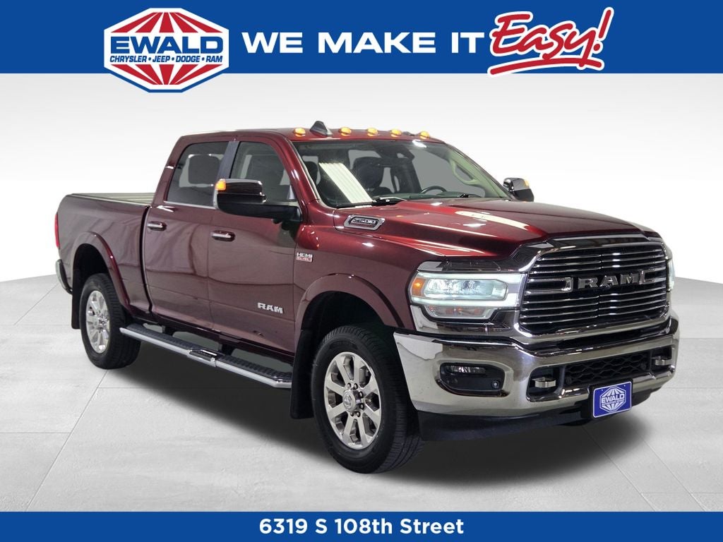 2019 RAM 2500 Laramie in Delmonico Red Pearlcoat — front three-quarter view