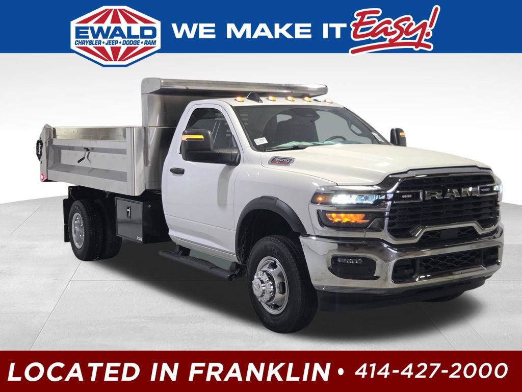 2026 RAM 3500 Tradesman 167.5 WB in Bright White Clear-Coat Exterior Paint — front three-quarter view