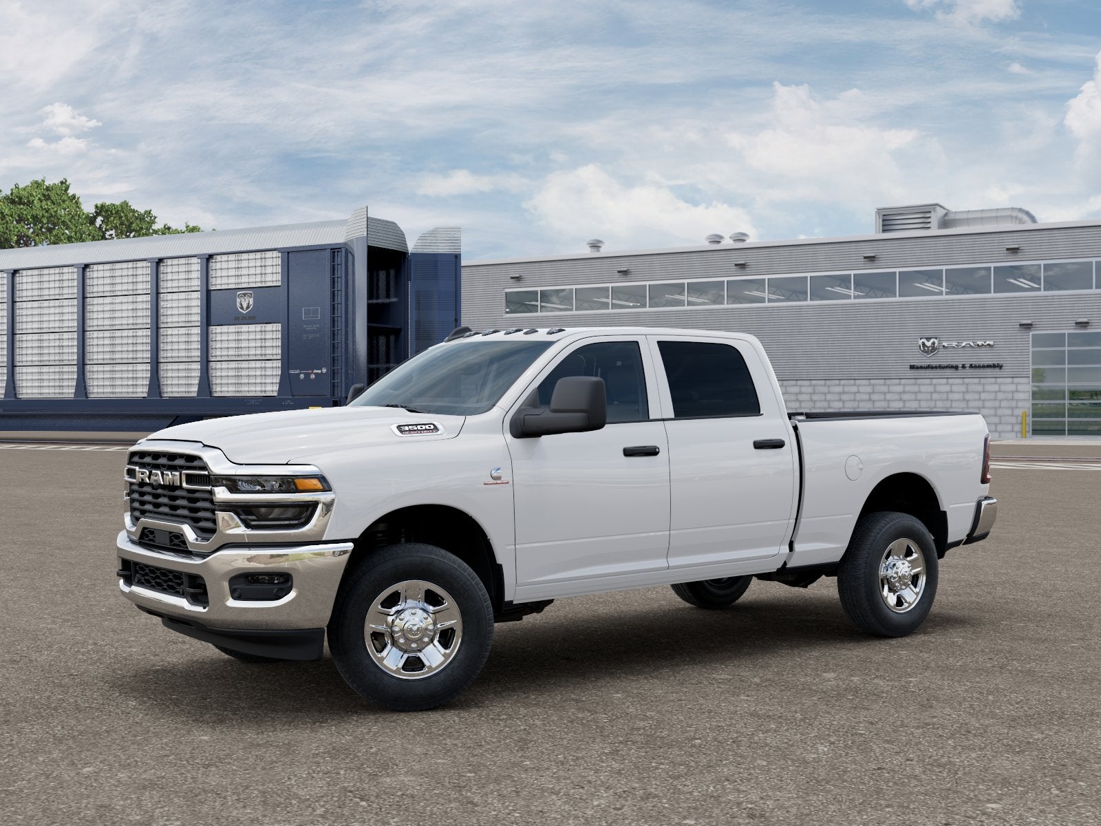 2026 RAM Ram 3500 RAM 3500 TRADESMAN CREW CAB 4X4 6'4' BOX in Bright White Clear-Coat Exterior Paint — front three-quarter view